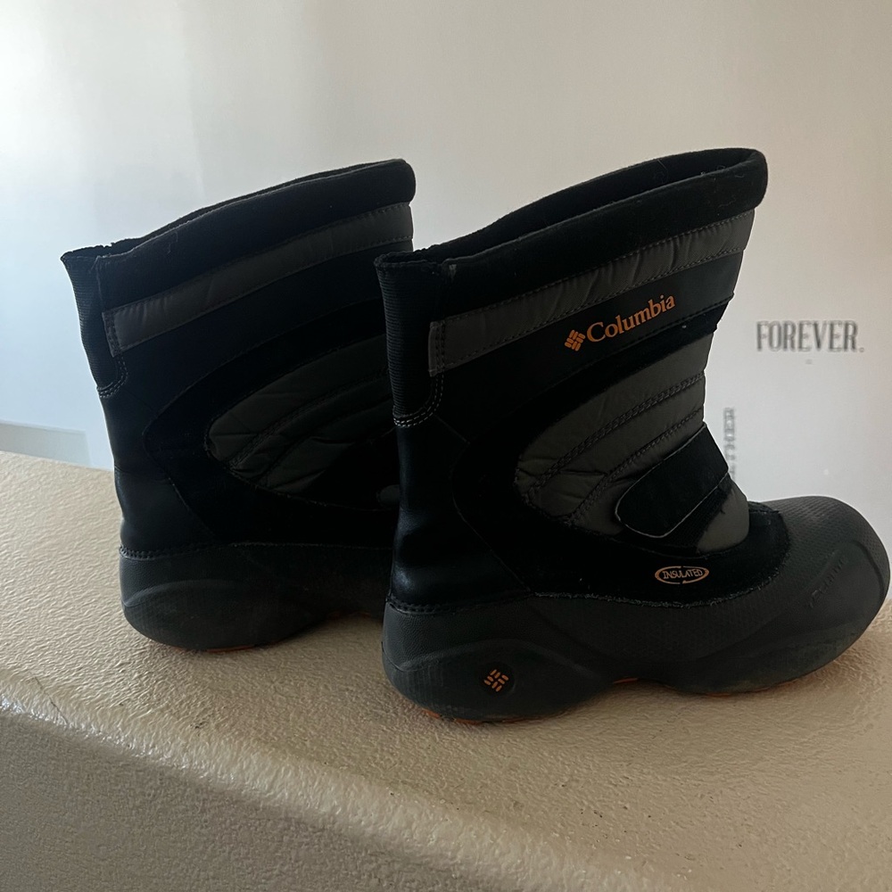 Columbia Kids Black and Orange Snow Boots